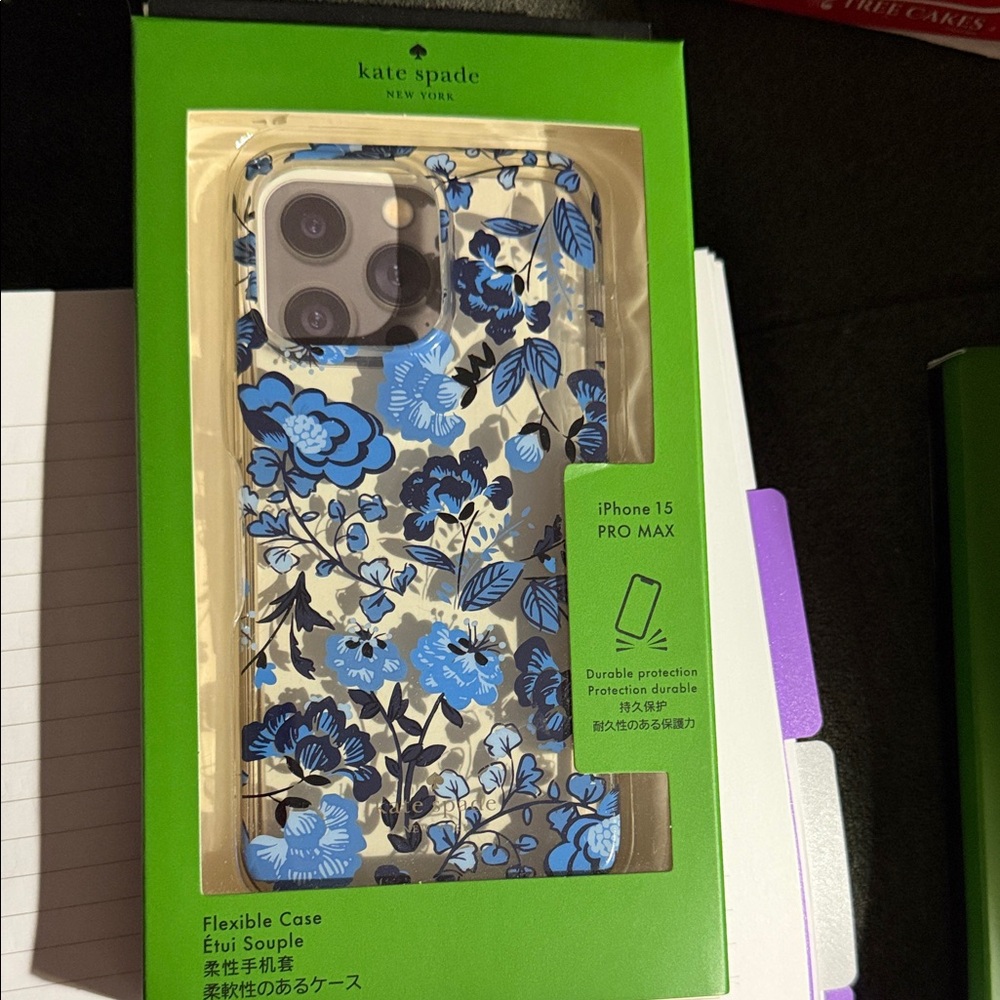 Kate Spade Blue and Black Floral iPhone 15 Pro Max Case